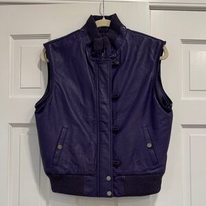 Vintage Purple Leather Puffer Vest